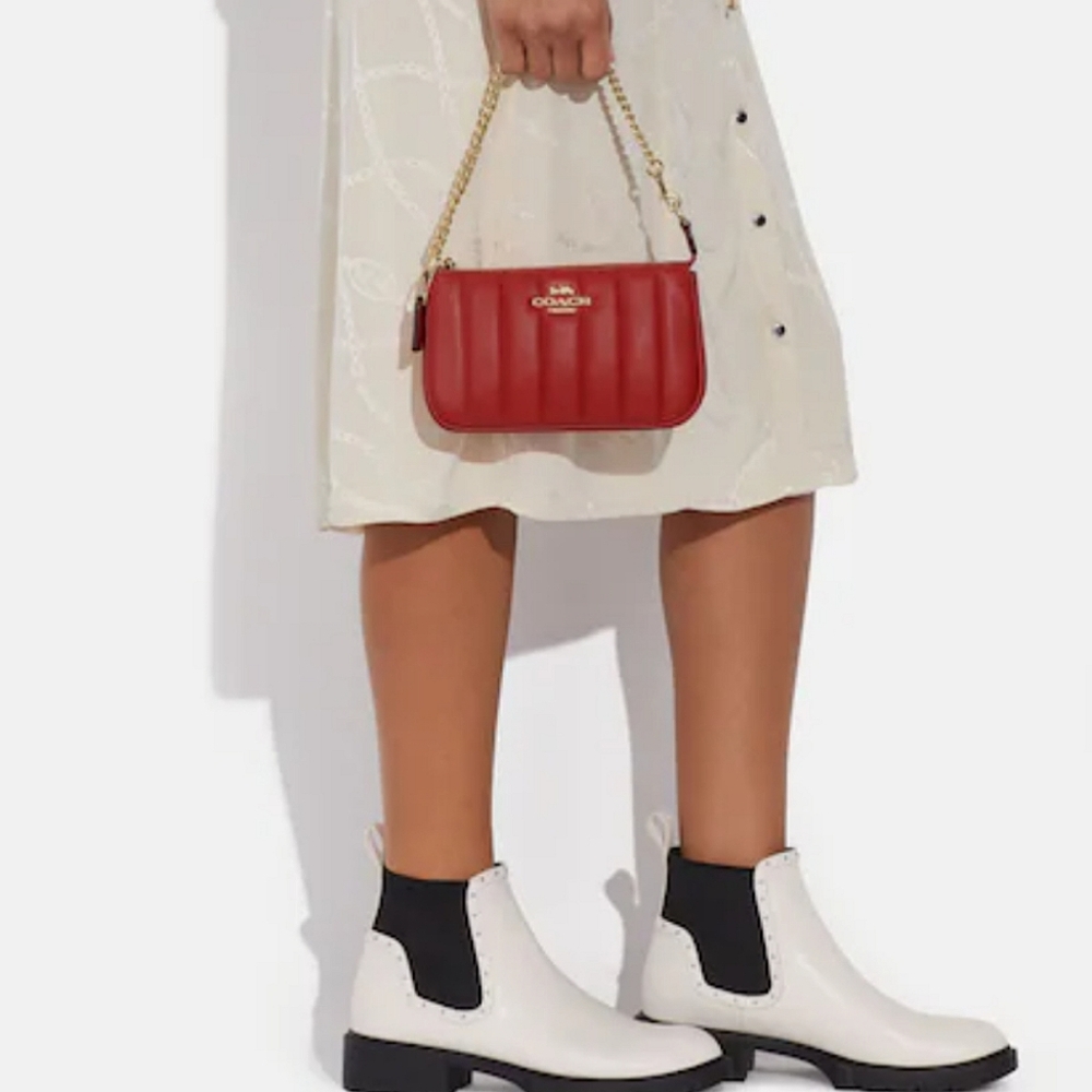 Coach Quilted Napoa Leather Nolita 19 Red Apple Pochette Bag